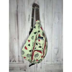 KAVU GREEN WATERMELON SUMMER CROSSBODY SLING MESSENGER BACKPACK CANVAS‎ ROPE BAG